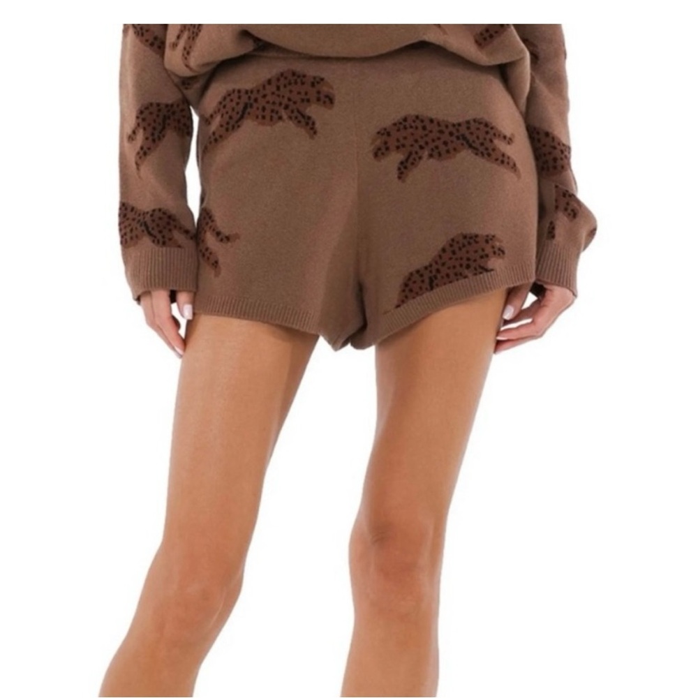 Brown Leopard Print Women Shorts